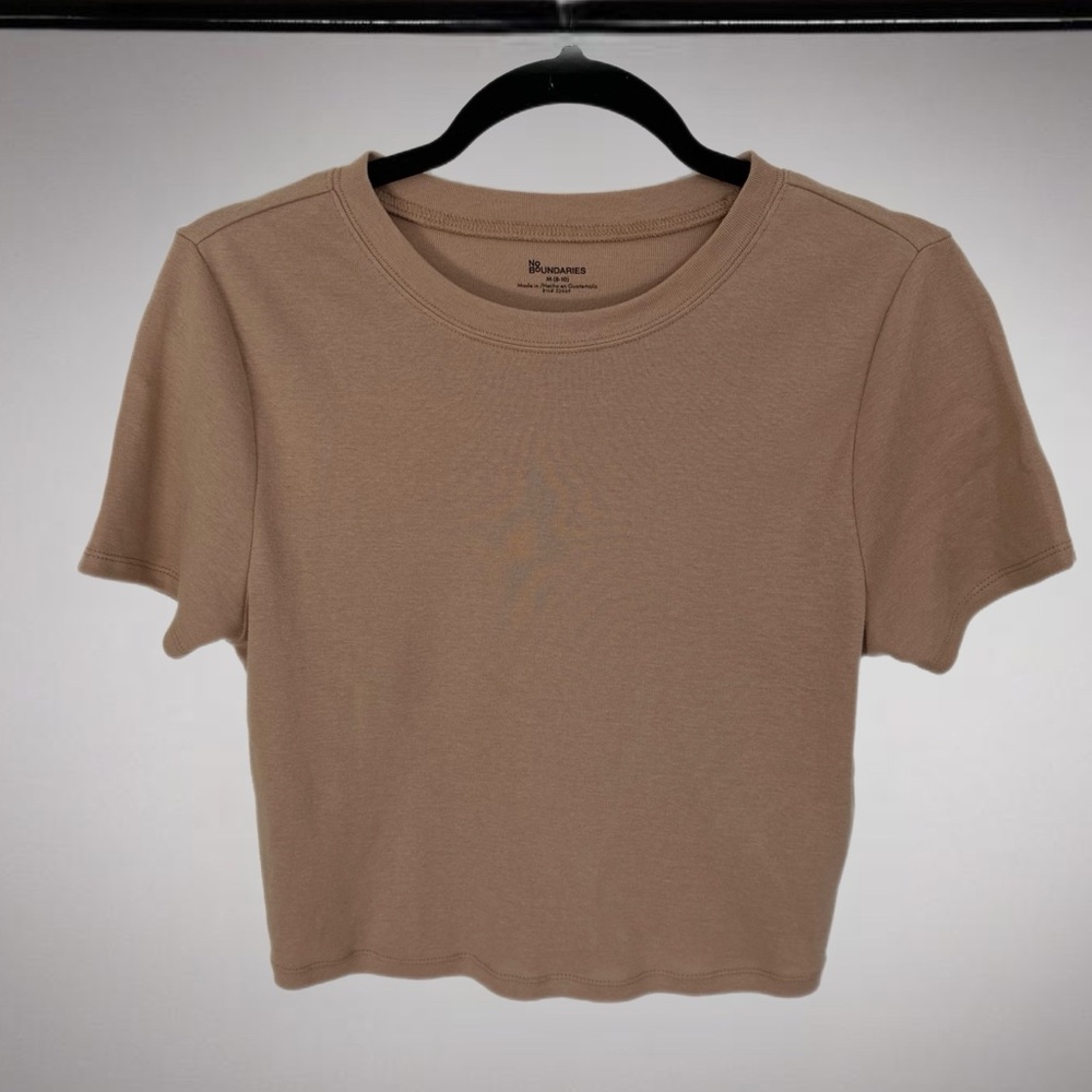 Medium Cropped Crew Neck T Beige